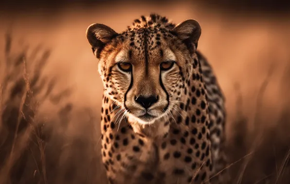 Face, portrait, Cheetah, digital art, AI art, neural network, the art of artificial intelligence