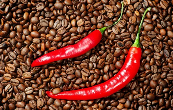 Picture coffee, grain, pepper, Chile