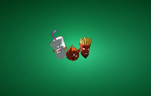 Picture minimalism, Aqua Teen Hunger Force, Meatball, Frylock, fries, Meatwad, ATHF, Master Shake