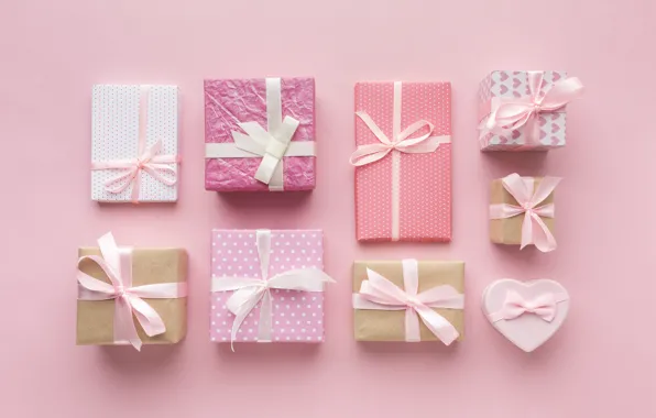 Background, pink, gifts