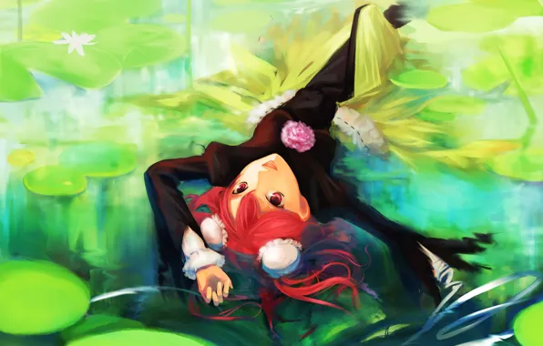 Look, water, girl, pose, smile, mood, lies, touhou