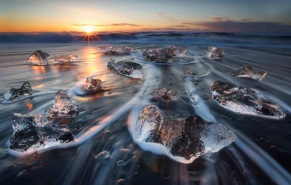Wave, ice, Iceland, tide, March, Vatnajökull, Breiðamerkurjökull, Vatnajökull National Park