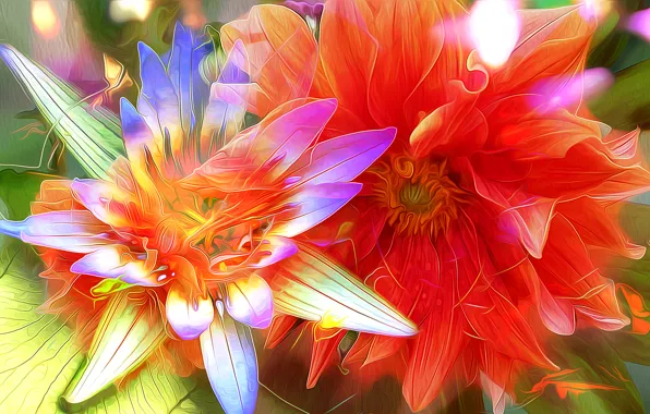 Line, flowers, nature, petals, garden, yard