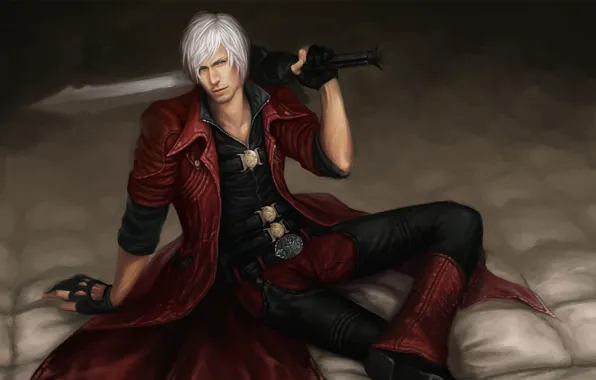 Guns, sword, sword, hunter, Dante, red coat, Dante, DMC 4