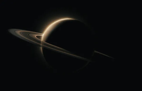 Picture space, Saturn, minimalism, cosmos, planet, black background, rings, simple background