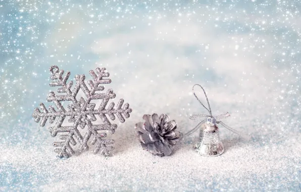 Picture winter, snow, decoration, snowflakes, New Year, Christmas, happy, Christmas