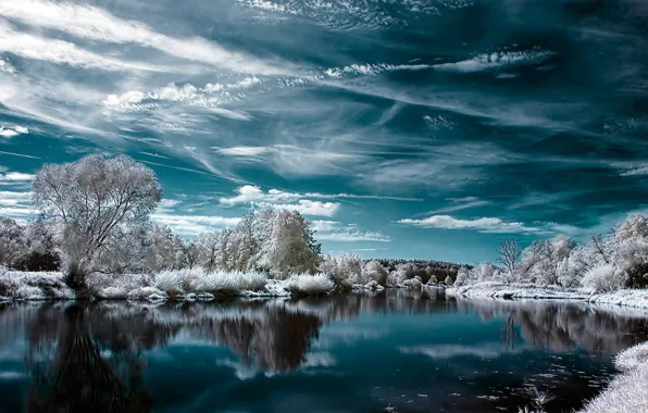 Picture winter, snow, lake