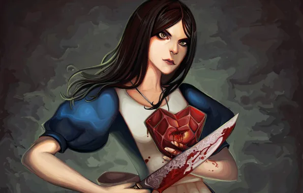 Picture weapons, blood, heart, Alice, knife, Alice Madness Returns