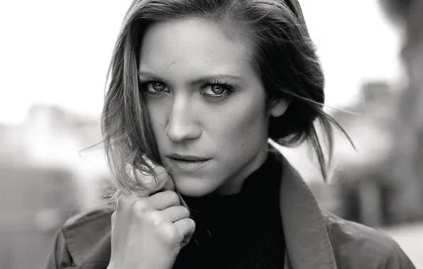 Photo, portrait, actress, black and white, bokeh, Brittany Snow, 2015, Yahoo Style
