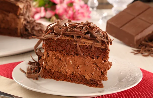 Picture cake, cream, dessert, chocolate, a piece of cake