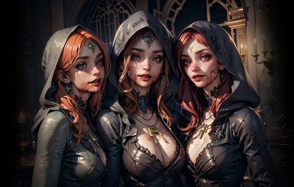 Girls, vampires, trio