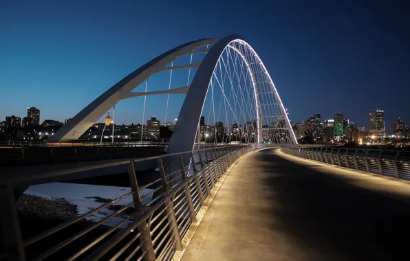 Bridge, lights, backlight, Canada, Edmonton, Edmonton