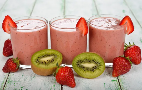 Kiwi, strawberry, milkshake