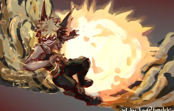 The explosion, fire, My Hero Academia, Boku No Hero Academy, My Hero Academy, Bakuga Katsuki