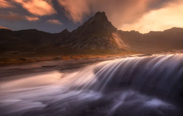 Mountains, nature, river, stream