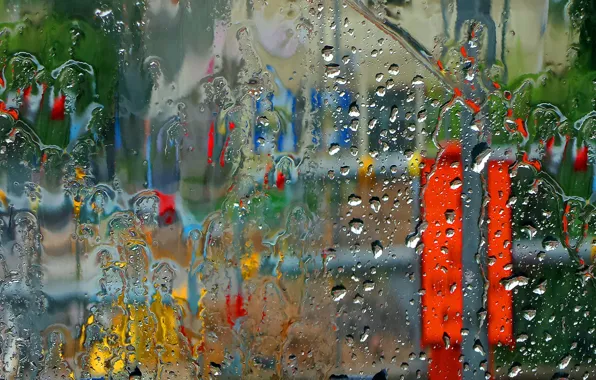 Glass, background, rain