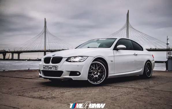 Car, machine, auto, bridge, city, fog, race, bmw