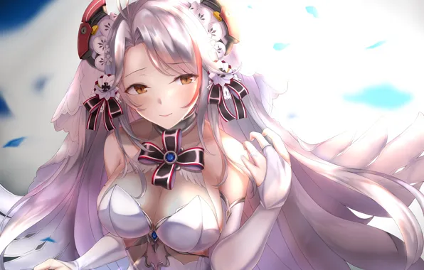 Picture look, girl, anime, white hair, Azur Lane