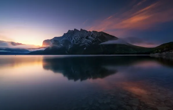 Light, reflection, mountains, lake