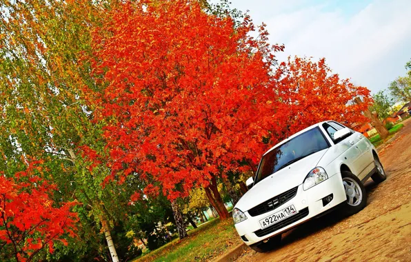 Machine, auto, autumn, Lada, auto, Lada, prior, VAZ