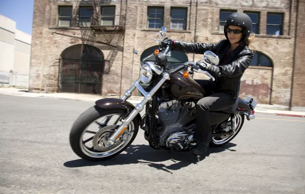 Picture girl, face, style, mood, the wind, blur, turn, motorcycle