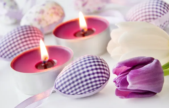 Flowers, spring, candles, Easter, tulips, happy, flowers, tulips