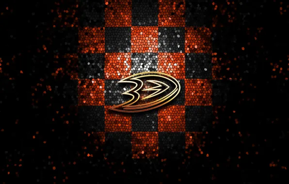 Wallpaper, sport, logo, NHL, hockey, Anaheim Ducks, glitter, checkered
