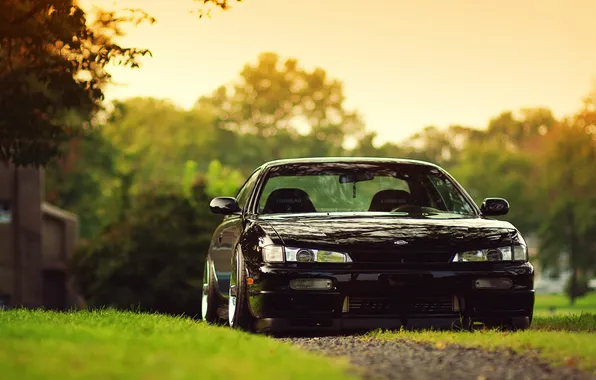 Lights, cars, auto, Tuning, the view from the front, Nissan 240sx, Nissan 240сх, Сars wall