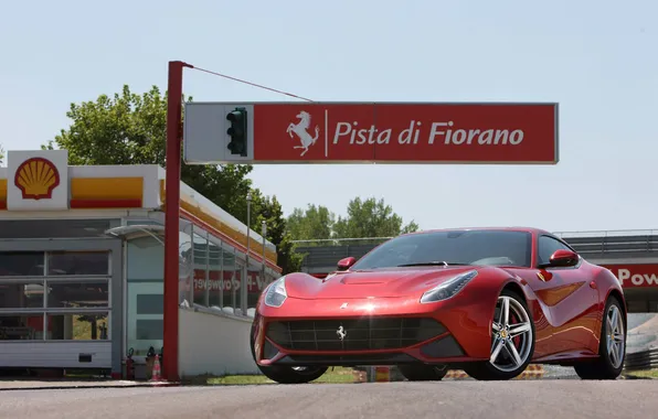 Picture road, asphalt, Ferrari, red, front view, F12 Berlinetta, ferrari f12 berlinetta