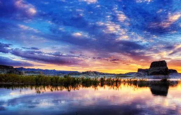 Picture the sky, rock, USA, AZ, Utah, before the storm, lake Powell, the Glen canyon