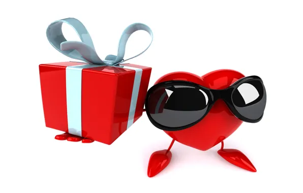 Picture gift, heart, heart, gift, funny, rendering