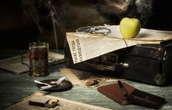 Style, retro, past, smoke, Apple, money, glasses, handle