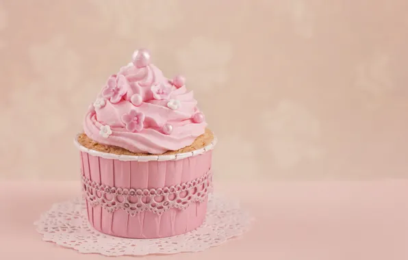 Picture decoration, pink, cream, pink, sweet, cupcake, cupcake, baby