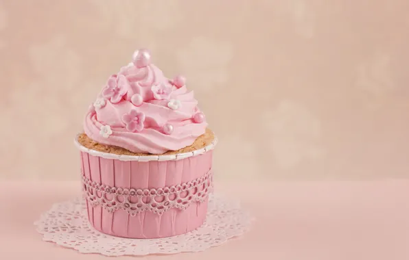 Decoration, pink, cream, pink, sweet, cupcake, cupcake, baby