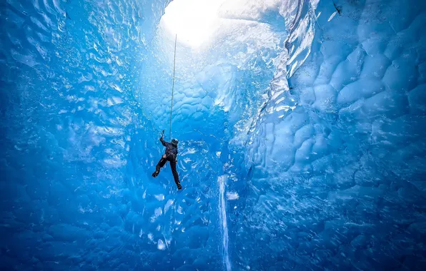 Picture light, sport, people, ice, glacier, climber, climbing