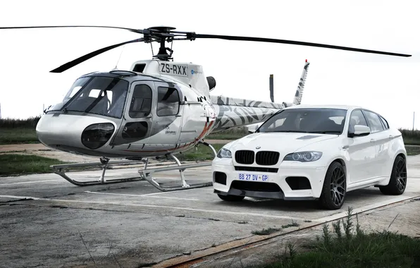 Picture white, the sky, grass, bmw, BMW, helicopter, white, crossover