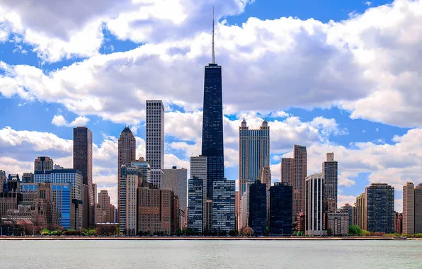 Clouds, building, home, skyscrapers, Chicago, USA, Chicago, megapolis