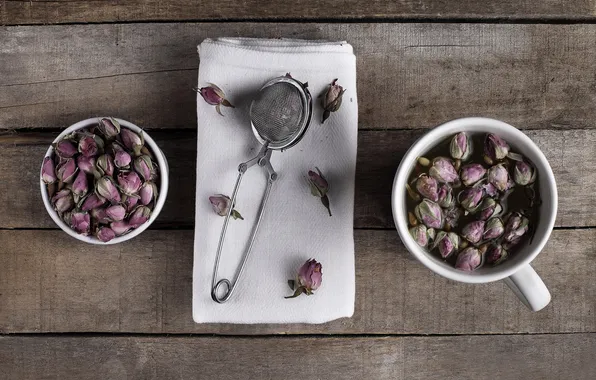 Table, tea, Board, Cup, bowl, buds, welding, roses