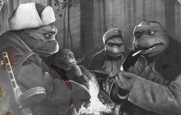 War, USSR, ninja, Rafael, turtles, Donatello, Leonardo, Michelangelo