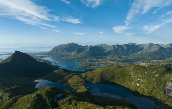 Picture mountains, lake, Norway, The Lofoten Islands