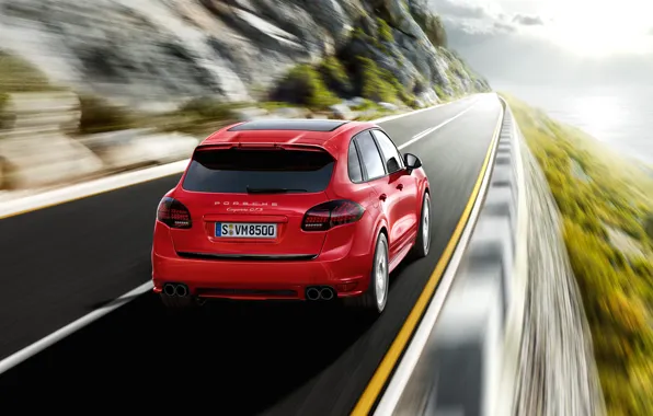 Road, red, speed, Porsche, Porsche Cayenne