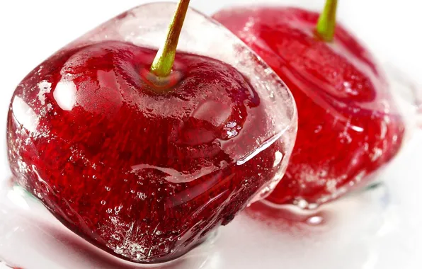 Picture ice, water, cherry