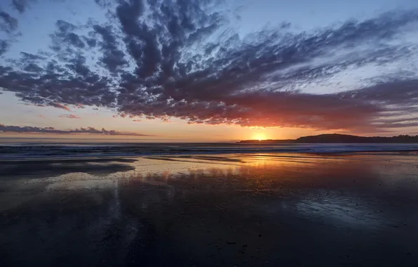 The sky, sunset, nature, shore