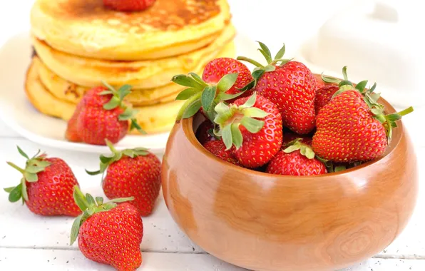 Picture background, Wallpaper, food, strawberry, berry, wallpaper, pancakes, widescreen
