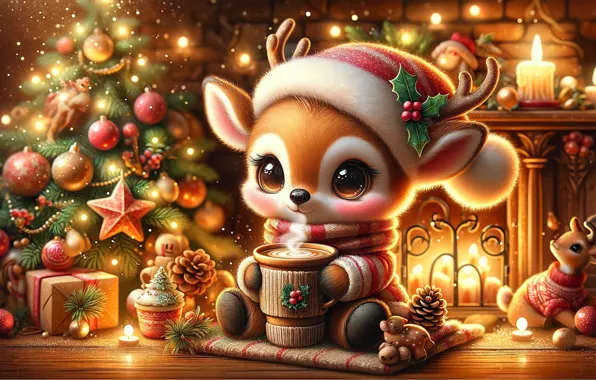 Light, comfort, style, room, animal, the evening, deer, Christmas