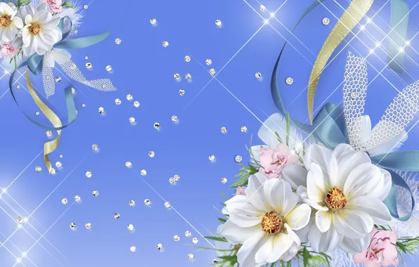 Flowers, tape, Shine