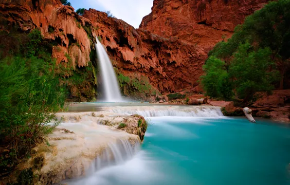 Picture the sky, rocks, waterfall, USA, arizona