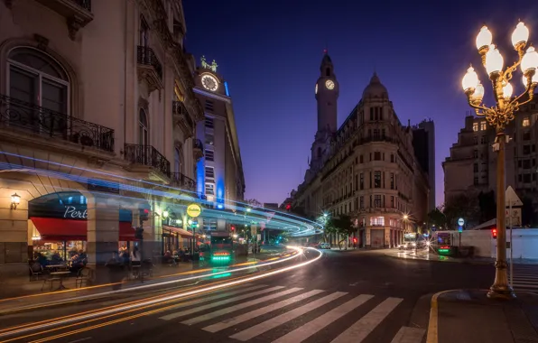 Picture road, street, building, home, lantern, night city, Argentina, Argentina