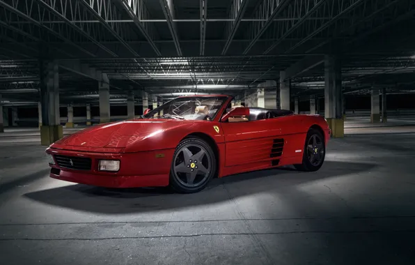 Red, sports car, Ferrari 348