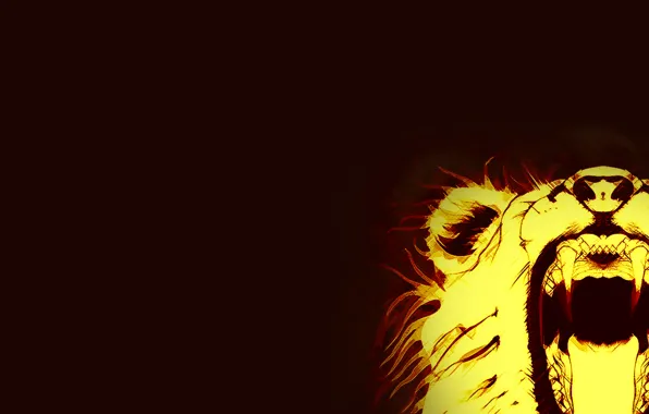 Minimalism, Fire, Leo, Fangs, fire, Abstraction, Animals, lion